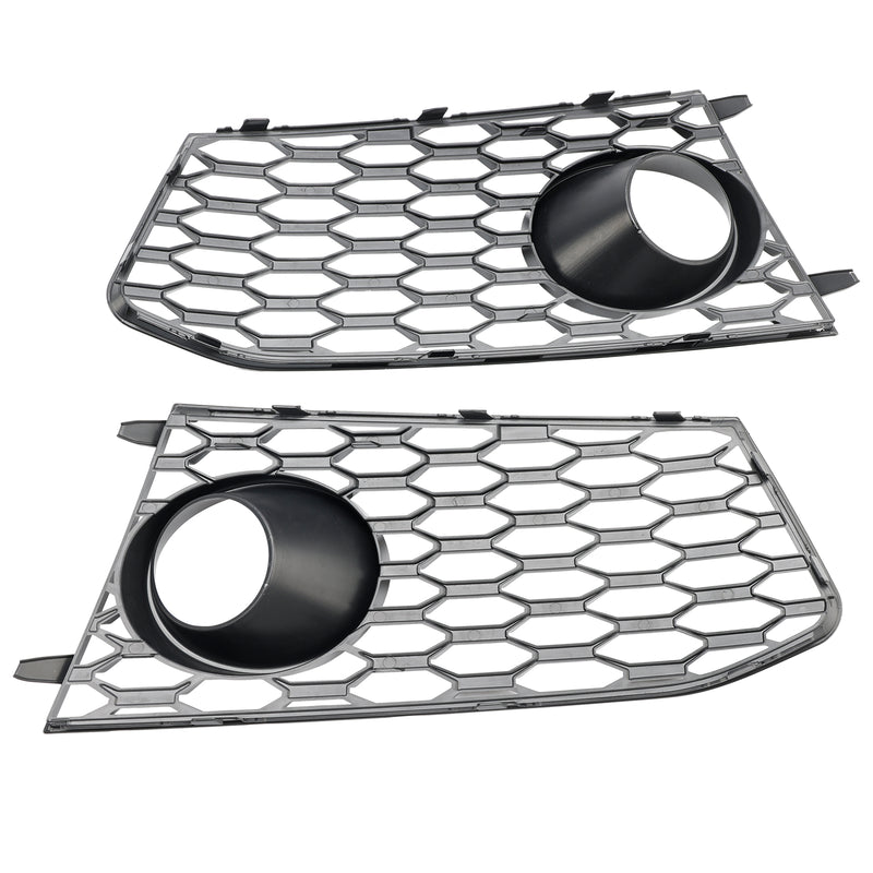 Pair Front Bumper Fog Light Lamp Frame Grille Covers Fit Audi RS7 2014-2018