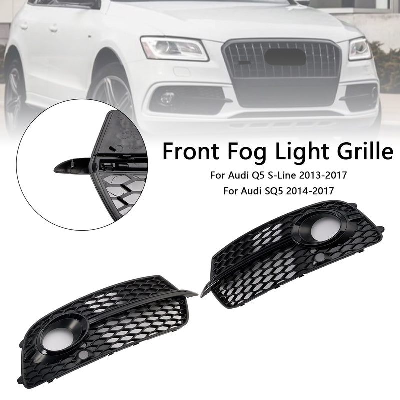 Front Bumper Fog Light Grill Grille Fit Audi Q5 S-Line SQ5 2013-2017 Black