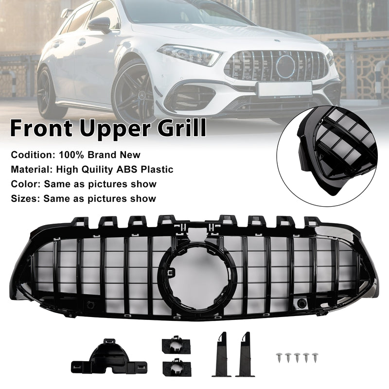 GT-Style Front Bumper Grille Fit Mercedes Benz A-Class W177 2019-2023 Black