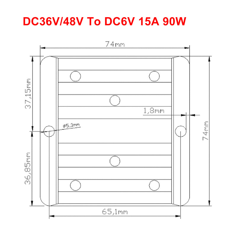 Waterproof DC 36V/48V to 6V 15A 90W Step-Down Power Supply Converter Regulator