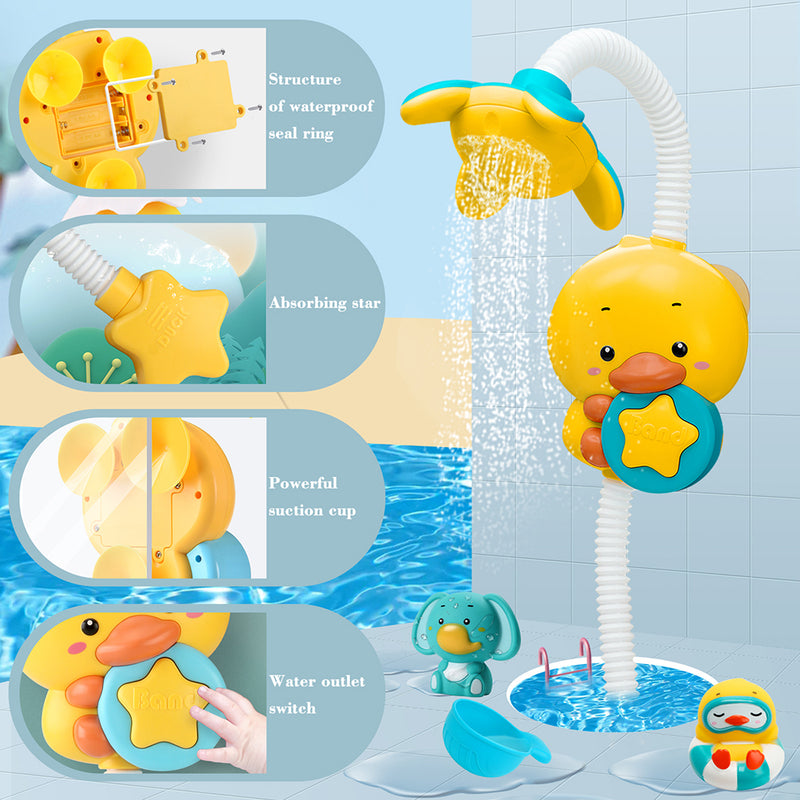 360°Adjustable Electric Duck Bathtub Sprinkler Baby Bath Toys Kids Bathroom