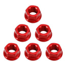 6 Pack Aluminum Rear Sprocket Flange Nuts M10X1.5mm Red For Motorcycle Bike