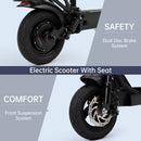 400W Adult Shock Absorption Electric Scooter with Seat 10" Commuter Electric Scooter With Carry Basket - Up to 25 Miles 20MPH For Lady