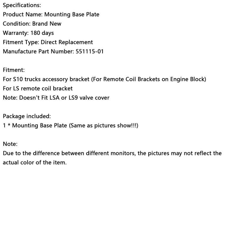 Aluminum Ignition Coil Mounting Bracket Plate 551115-01 Fit Chevy S10 LS