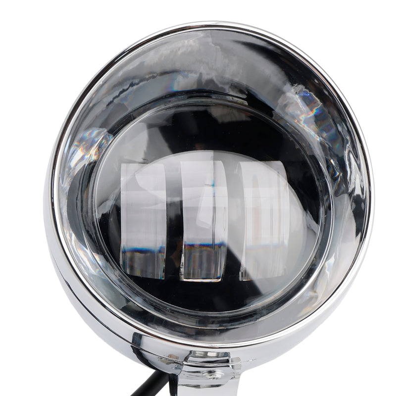 Motorcycle Beam Headlight Fog Lamp Custom Chrome Fits For Racer Bobber Chopper