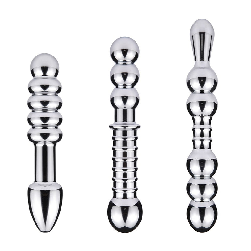 Sex Toy Stainless Steel Dildo Double Head Anal Plug Bead Butt Dilator Huge Metal