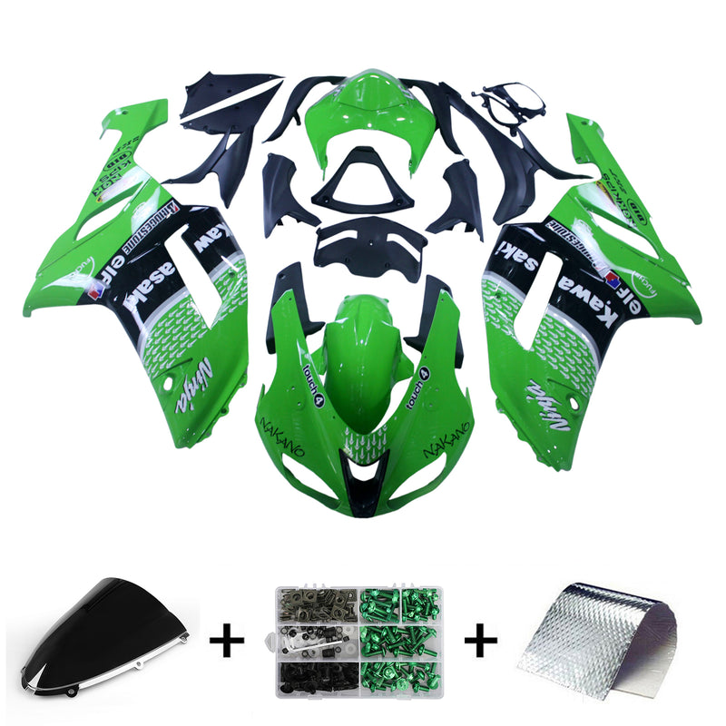 Fairings 2007-2008 Kawasaki ZX6R ZX636 Green Black  ZX6R  Generic