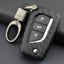 Leather Silicone Car Key Case Cover With Buckle For Toyota