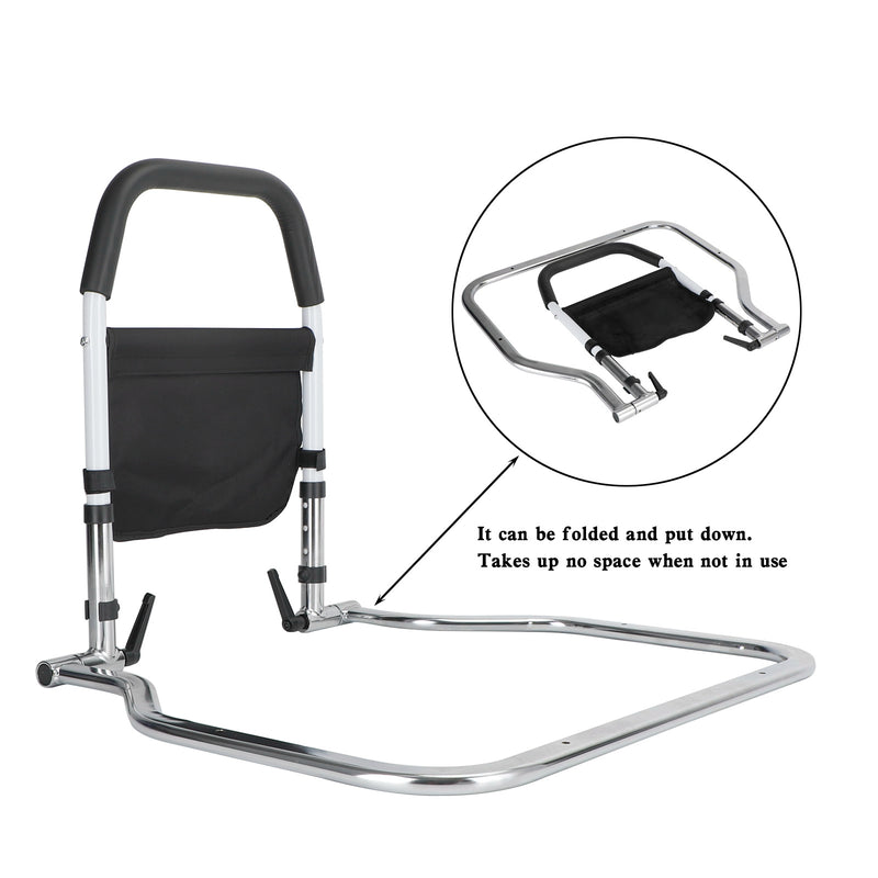 Foldable Bed Rail Safety Assist Handle Hand Guard Grab Bar Elderly Handicap