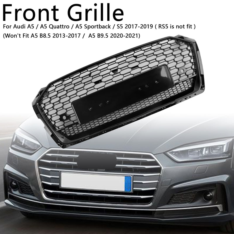 RS5 Style Honeycomb Sport Mesh Hex Grill Grille Fit Audi A5 S5 B9 2017-2019