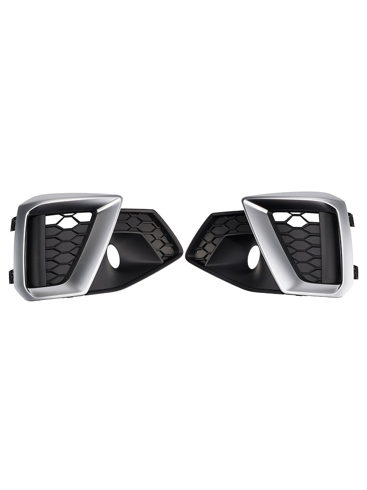 Silver Front Bumper Lower Fog Grille Cover Fit Audi A4 B9.5 S-Line 2020-2024
