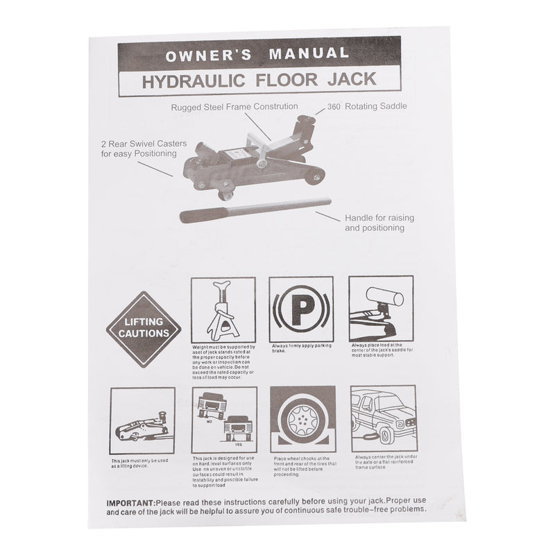 Low Profile Floor Jack 2.5 Ton (5500 lbs)  3.35"-14.17" Height Lifting Range