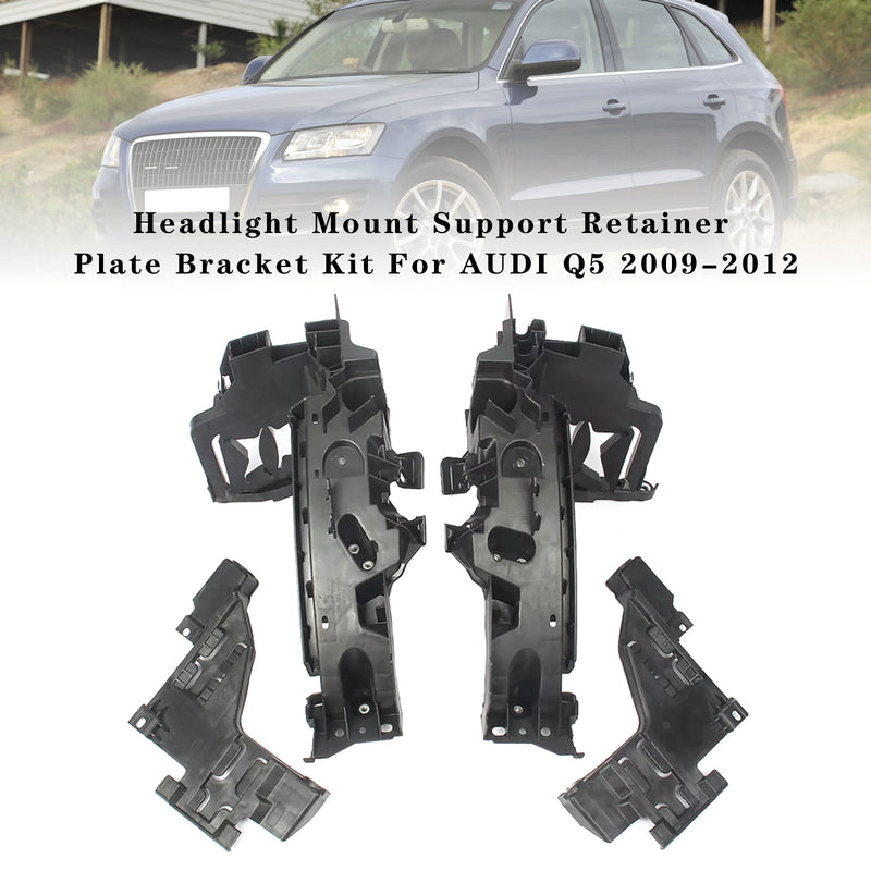 Headlight Mount Support Retainer Plate Bracket Kit For AUDI Q5 2009-2012