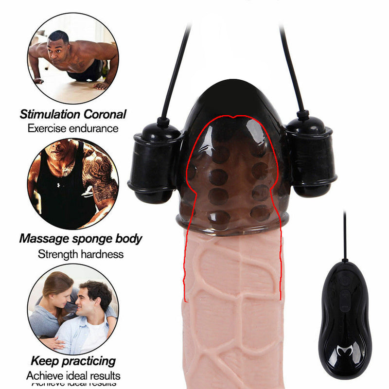 Adult Game Penis Head Glans Vibrator Trainer Cock Mens Extender BDSM
