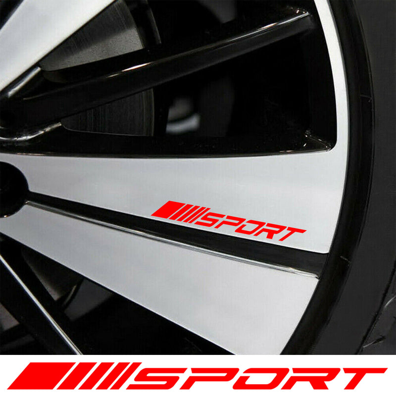 4Pcs SPORT Style Car Rims Wheel Hub Racing Sticker Graphic Decal Strip Red