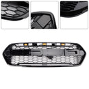 Gloss Black Front Bumper Grille Fit Ford Transit Custom Trail 2018-2023 W/ 3LED