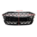 RS3 Style Honeycomb Front Grille Grill Fit Audi A3 S3 2020-2024 Gloss Black