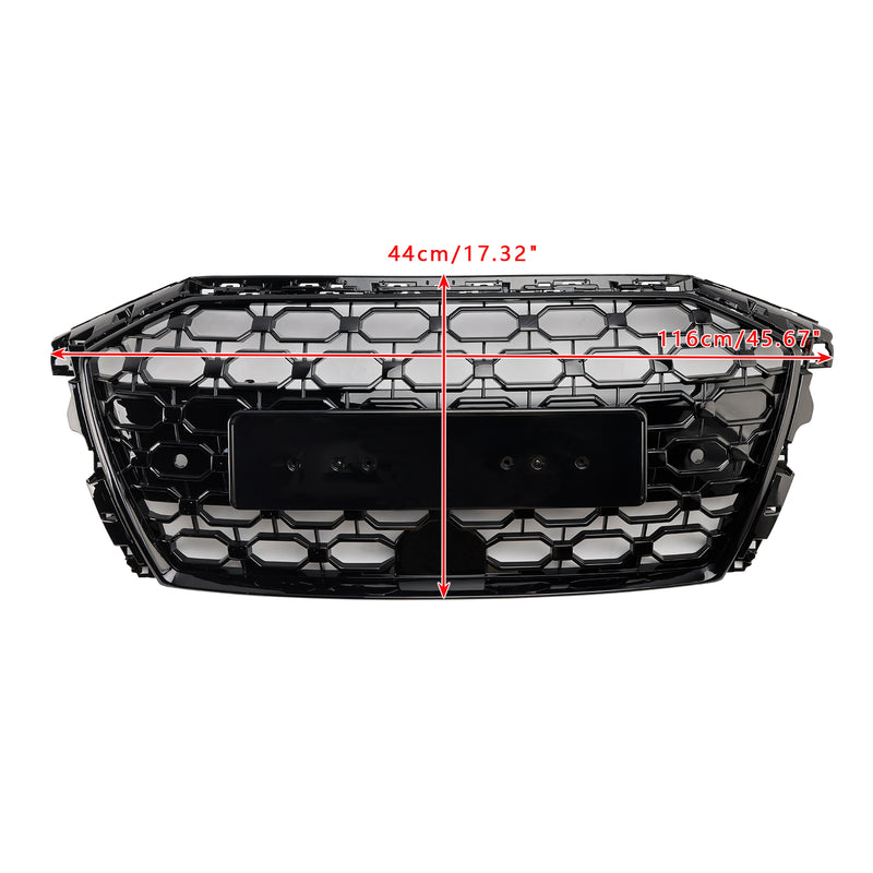 RS3 Style Honeycomb Front Grille Grill Fit Audi A3 S3 2020-2024 Gloss Black