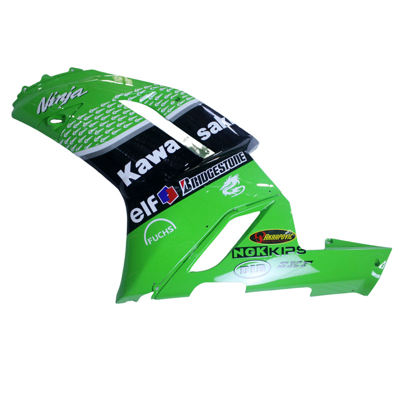 Fairings 2007-2008 Kawasaki ZX6R ZX636 Green Black  ZX6R  Generic