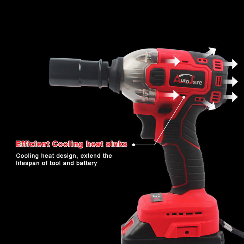 Brushless Impact Wrench Torque Rattle Gun Electric Ratchet w/battery 1/2" 21V