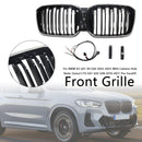 Double Slat Glossy Black Bumper Kidney Grille Fit BMW X3 G01 X4 G02 2022-2025