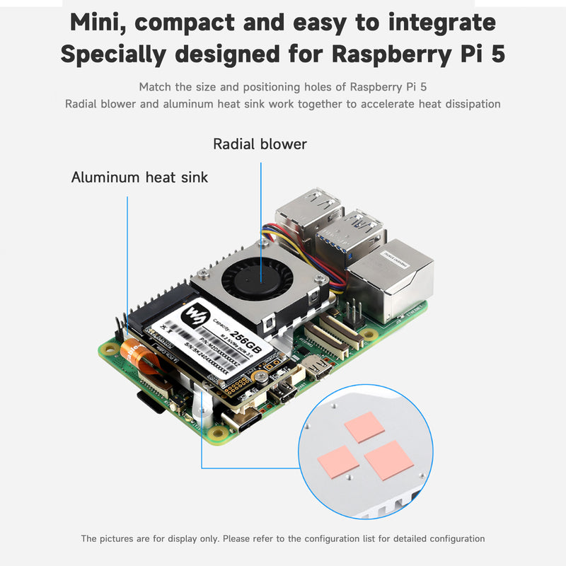 Raspberry Pi 5/5B PCIe to M.2 Adapter Board Radiator Fan Nvme Hard Disk Protocol