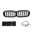 Double Slat Front Kidney Grille Fit BMW 5 Series G30 G38 2021-2024 Gloss Black