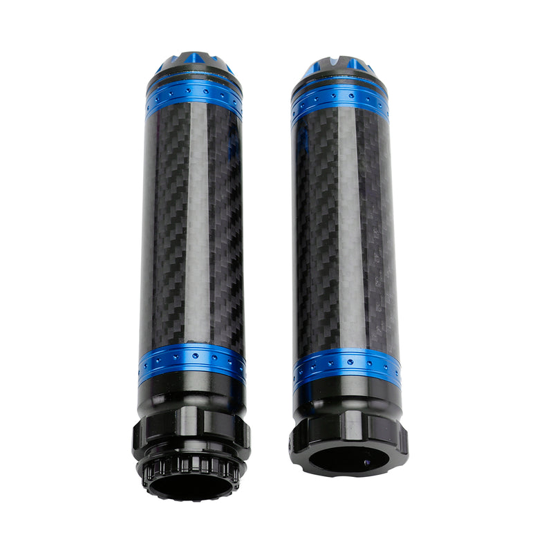 Universal 7/8"/22Mm Motorcycle Handle Bar Carcon Grips Green For Motorcycles Silver