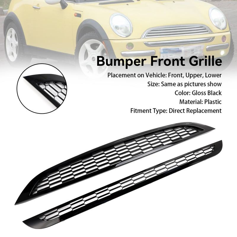 Mini Cooper R50 R52 R53 2002-2006 2PCS Honeycomb Mesh Front Grill Grille