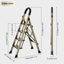 4 Step Ladder 330lb Capacity Portable Folding Step Stool with Anti-Slip Sturdy and Wide Pedal Multi-Use Aluminum Stepladder for Home Kitchen Office Gold