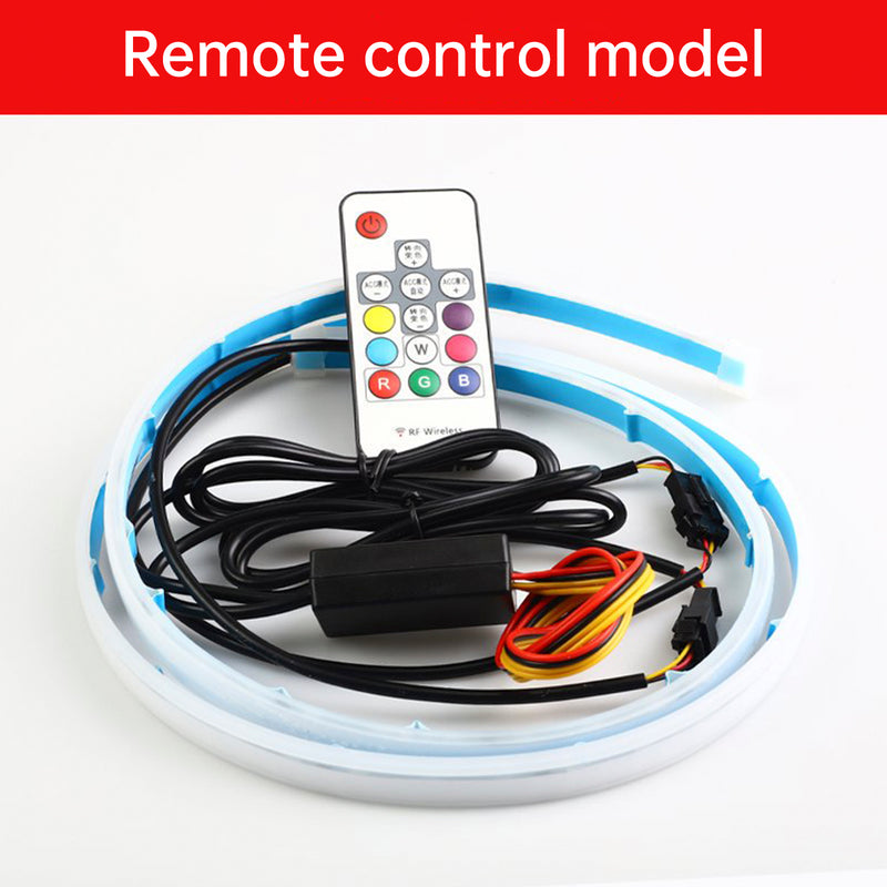 Ultra Thin Car LED Headlight Daytime Running Iridescent Light Eyebrow Strip With Remote control 45cm