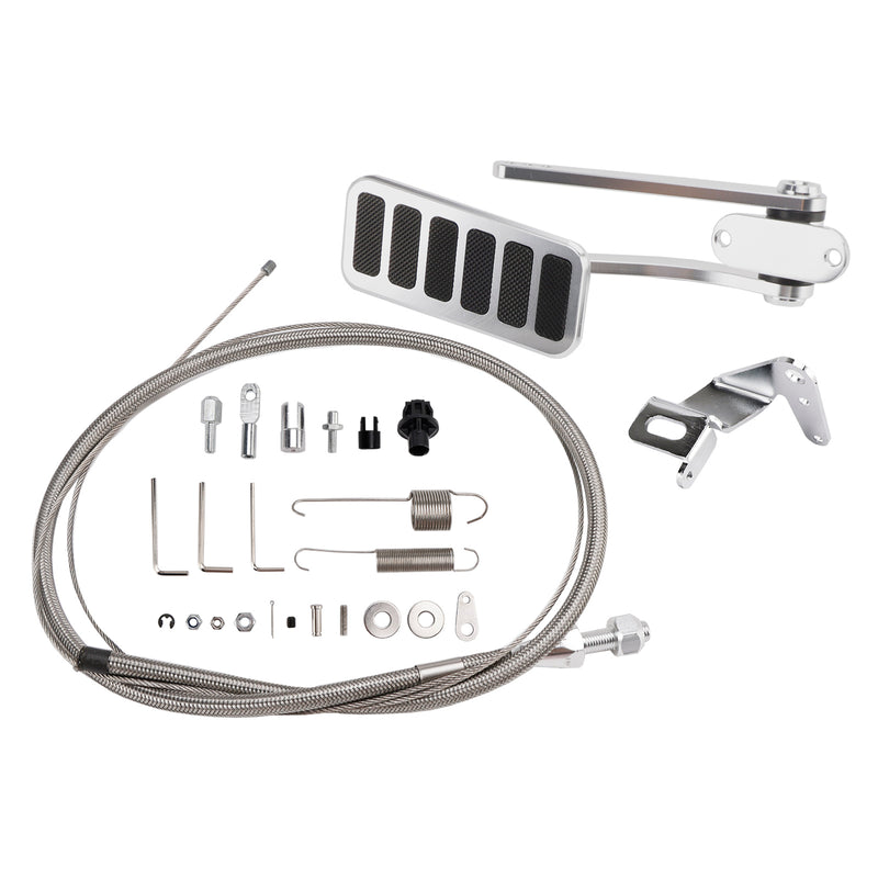 Universal Street Hot Rod Aluminum Gas Pedal 24" SS Throttle Cable & Spring Set