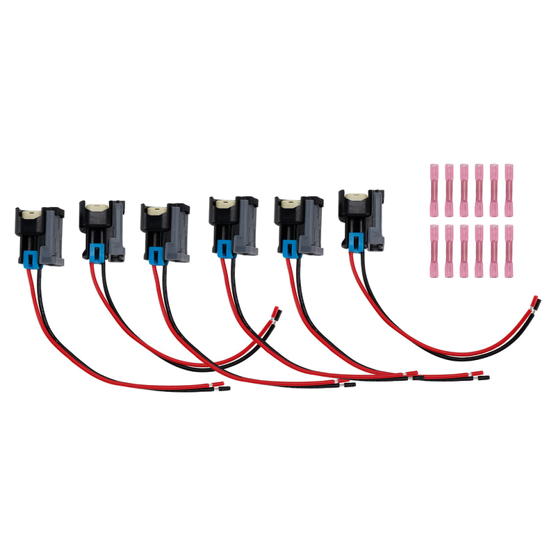 6PCS Fuel Injector Connector Pigtail Plug Wiring Harness Fit Ford Fit Chevy
