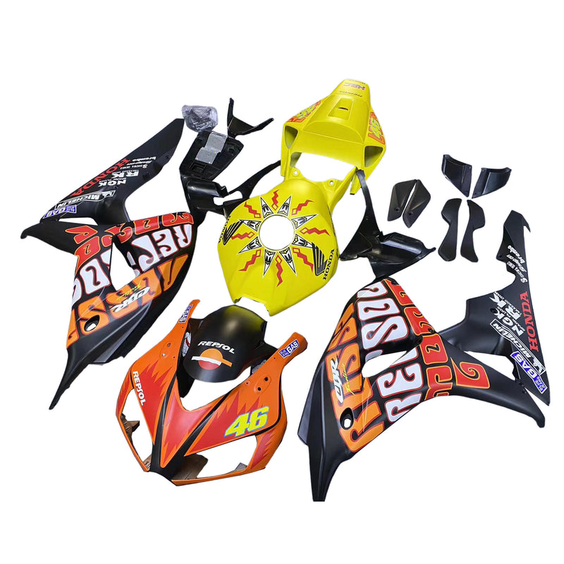 Fairings 2006-2007 Honda CBR 1000 RR Black Yellow Valentino Rossi   Generic