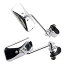 Retro Rectangular Clamp On Chrome Mirrors For Yamaha XS650 SR400 SR500 W650