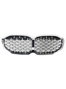 Front Kidney Grille Grill For BMW 1 Series F40 19-23 Silver Diamond Style