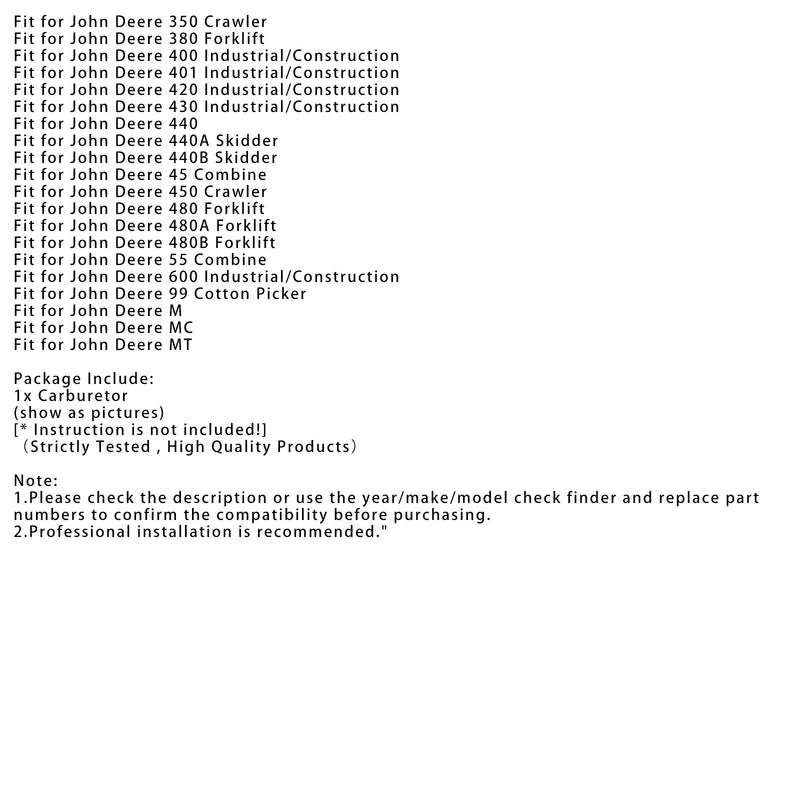 Carburetor 1403-0001 For John Deere 1020 2010 2020 2030 2510 Tractor
