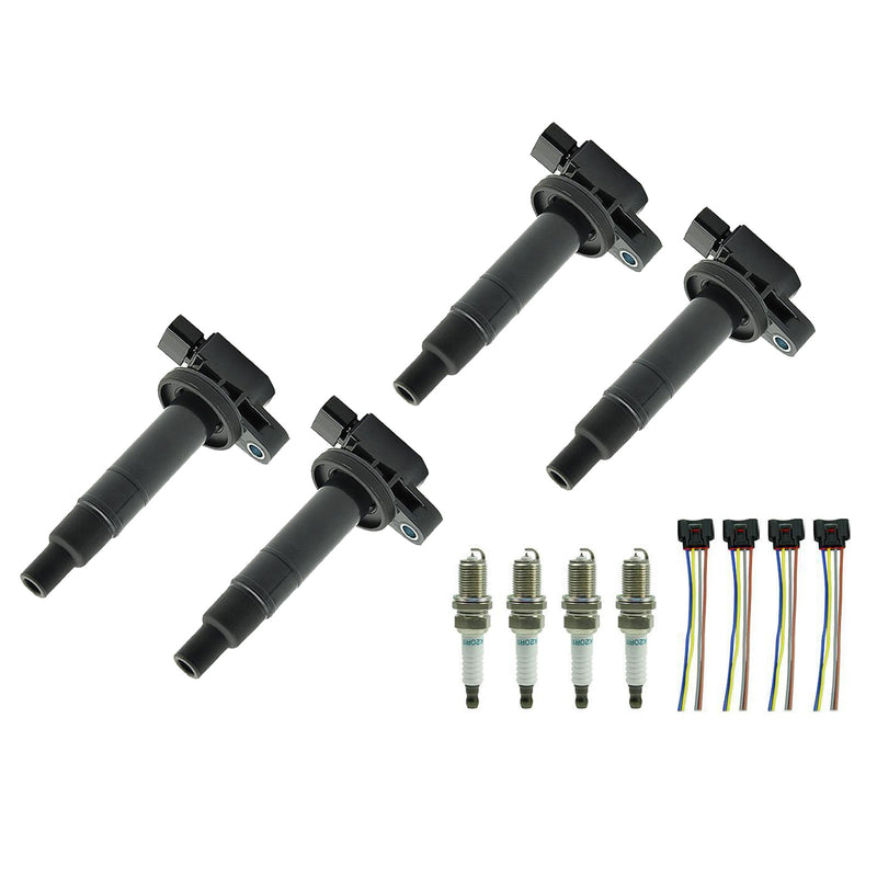 4X lgnition Coil +Spark Plug+Connector UF316 90919-02240 9008019021 For Scion XA XB 1.5L Fedex Express