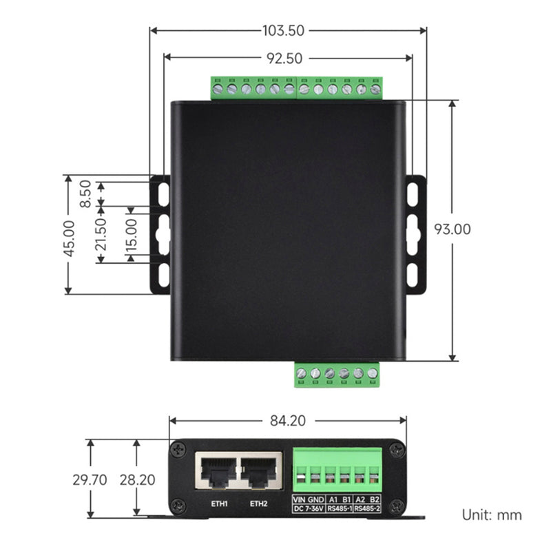Industrial Isolated Serial Port Module Serial Port Server Eight-Way RS485 to RJ45