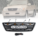 1998-2002 LEXUS LX470 LX570 Matte Black Front Bumper Grill Grille With LED Generic
