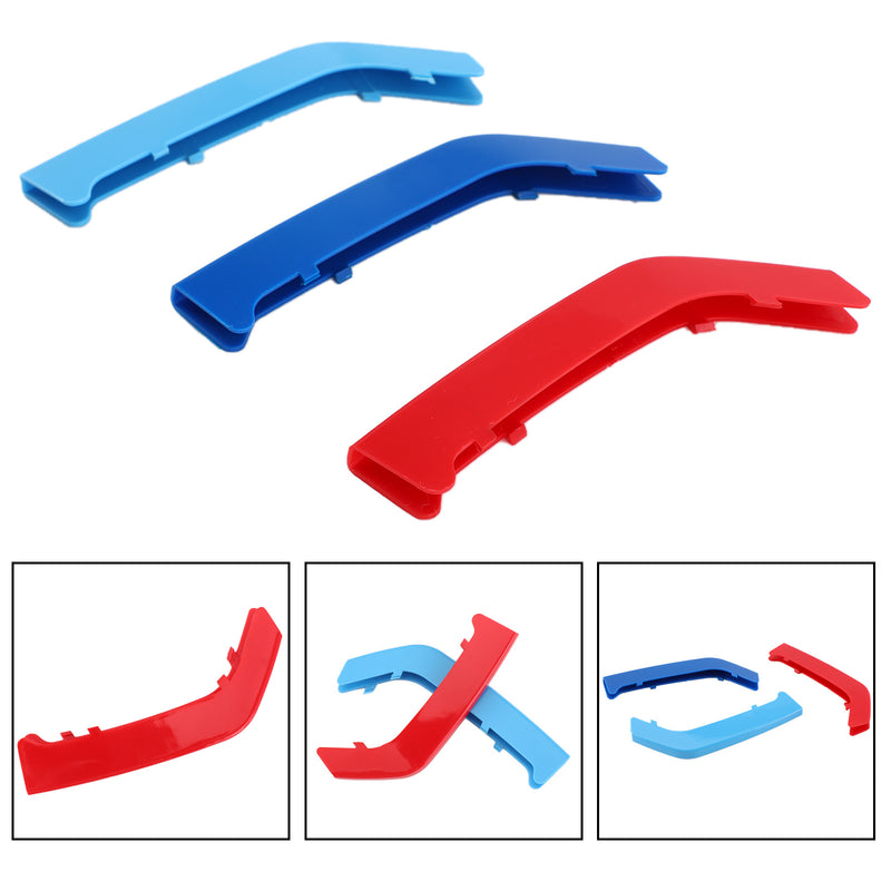 Tri-Colour Front Grille Grill Cover Strips Clip Trim for BMW 3 Series 8 Grilles