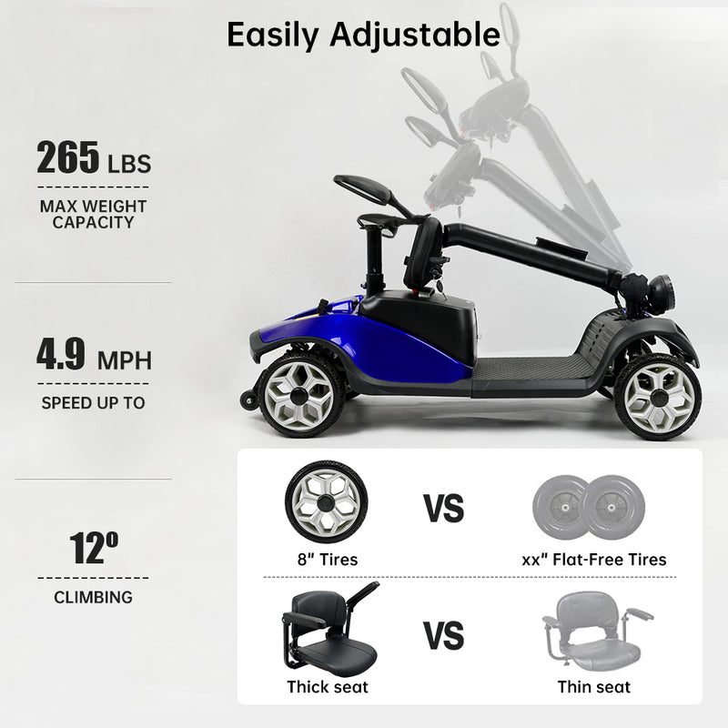 24V×2 12AH Mobility Elderly Scooter Folding Scooter 4 Wheel Electric Powered Scooter