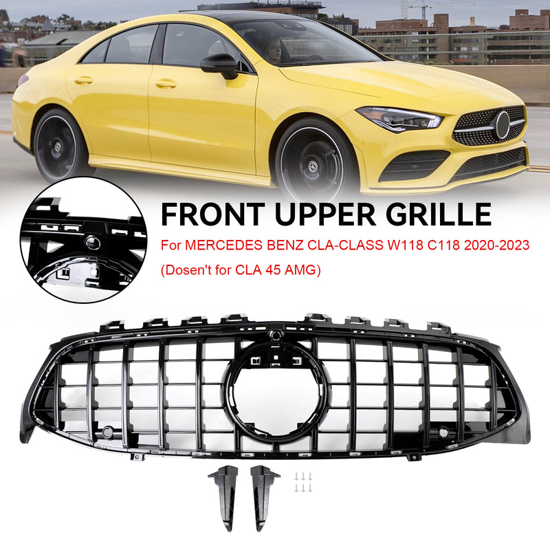 Black Front Bumper Grille Grill Fit Mercedes CLA Class W118 C118 2020-2024 GTR