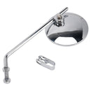 Pair Universal Motorcycle 4" Chrome Clamp-On Mirrors - Round for 7/8" in Bars