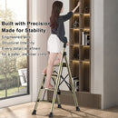 4 Step Ladder 330lb Capacity Portable Folding Step Stool with Anti-Slip Sturdy and Wide Pedal Multi-Use Aluminum Stepladder for Home Kitchen Office Gold