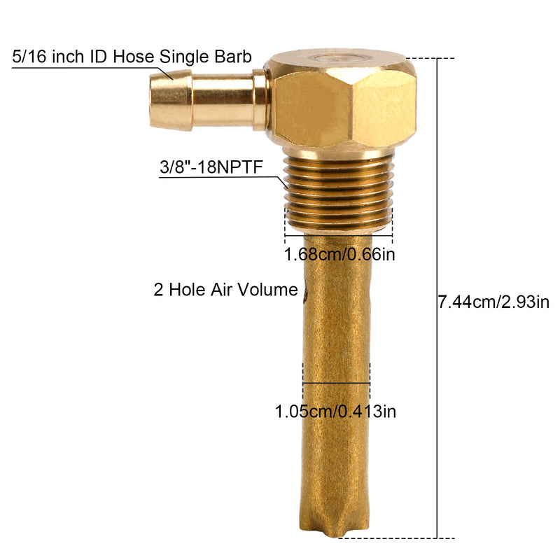 5/16" ID Hose Fuel Tank Vent 3/8"-18NPTF Thread For small and large fuel tanks