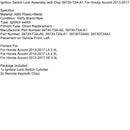 Ignition Switch Lock Assembly with Chip 39730-T2A-A1 For Honda Accord 2013-2017