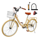 24 inch Women City Bicycle Beach Cruiser Bike with Basket & Rack Yellow