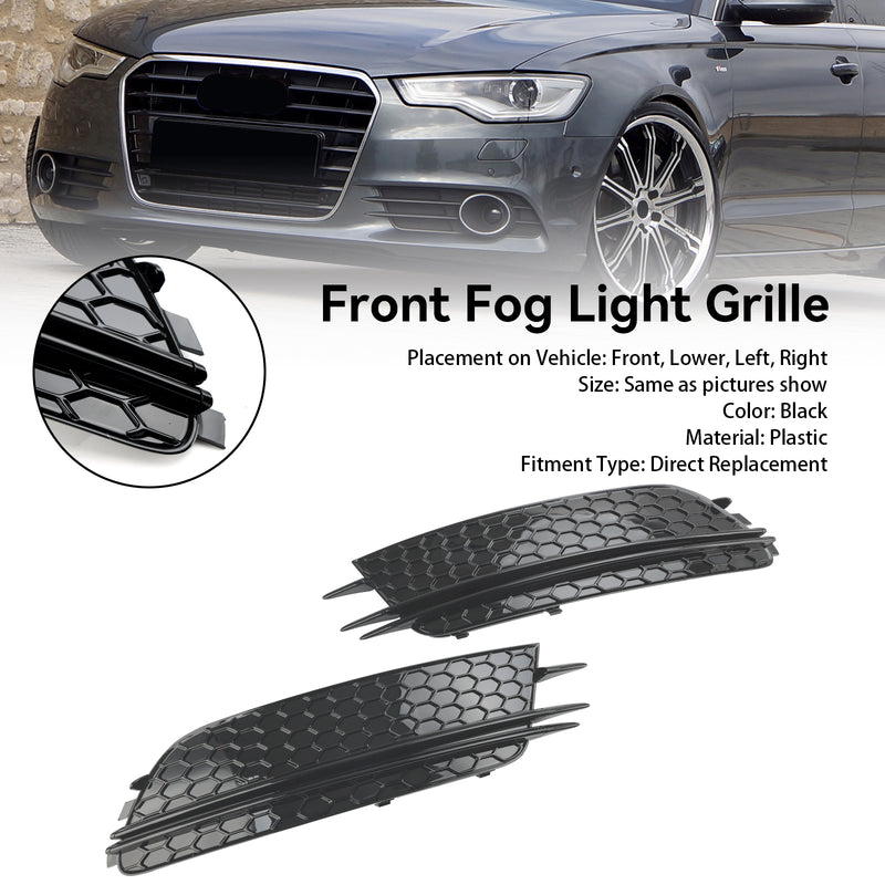 2PCS Front Fog Light Cover Bezel Grille Grill Fit Audi A6 4G C7 2012-2015