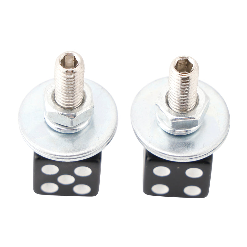 4x Motorcycle Bike Plastic Black Dice License Plate Bolt On Screw On Frame Nut